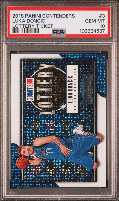 2018 PANINI CONTENDERS LOTTERY TICKET #3 LUKA DONCIC LOTTERY TICKET ROOKIE PSA 10