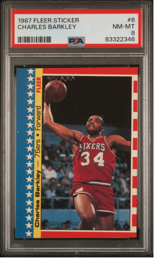 1987-88 Fleer - Stickers Charles Barkley #6 PSA 8
