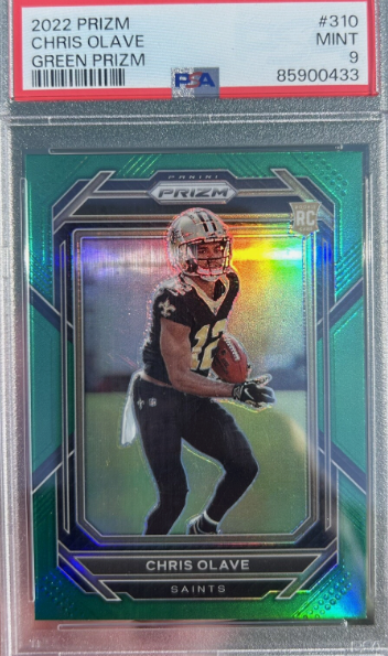 2022 PRIZM CHRIS OLAVE GREEN PRIZM #310 PSA 9 ROOKIE CARD