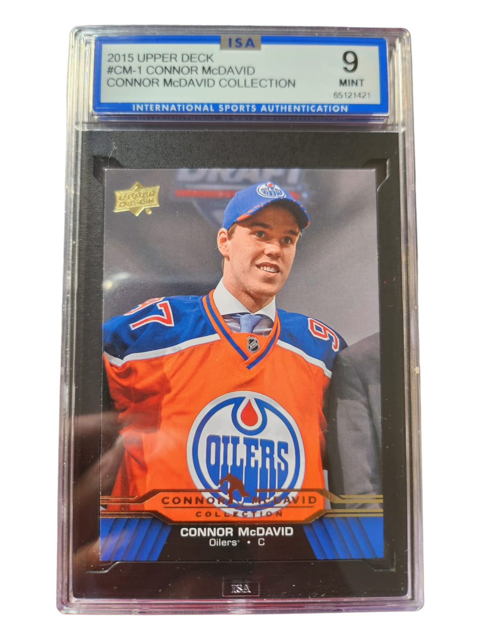 CONNOR MCDAVID 2015 UPPER DECK NO. CM-1 CONNOR MCDAVID COLLECTION ISA MINT 9 ROOKIE