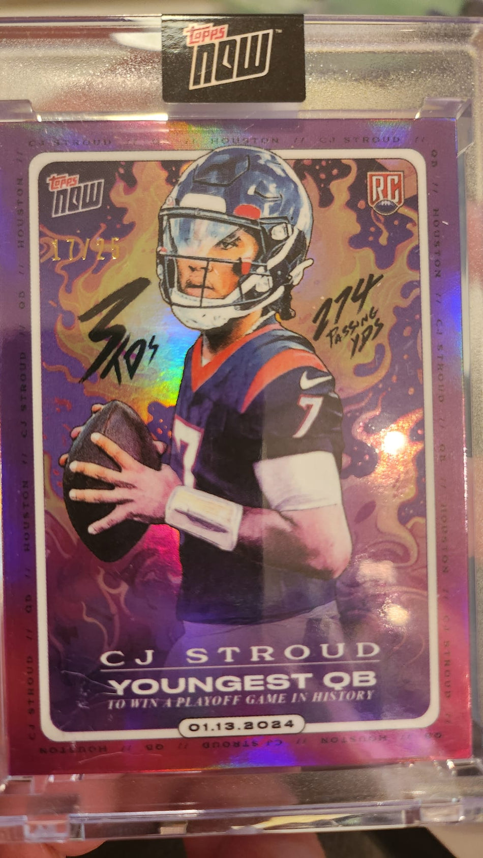2023 Topps Now CJ Stroud Purple Foil 17/25 Rookie RC Youngest QB to Win Playoff CJ2