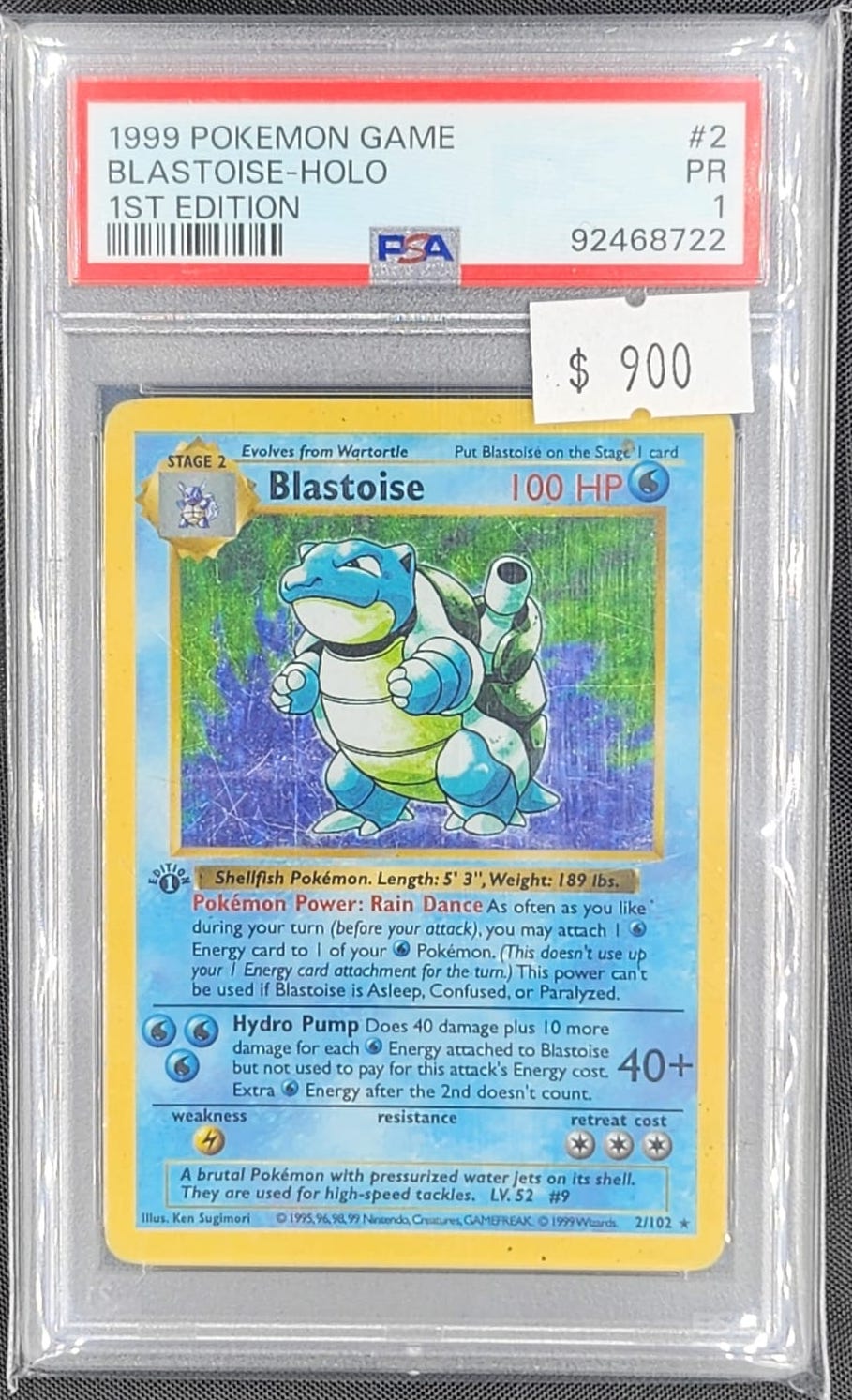 PSA 1 1999 POKEMON GAME BLASTOISE-HOLO 1ST EDITION #2