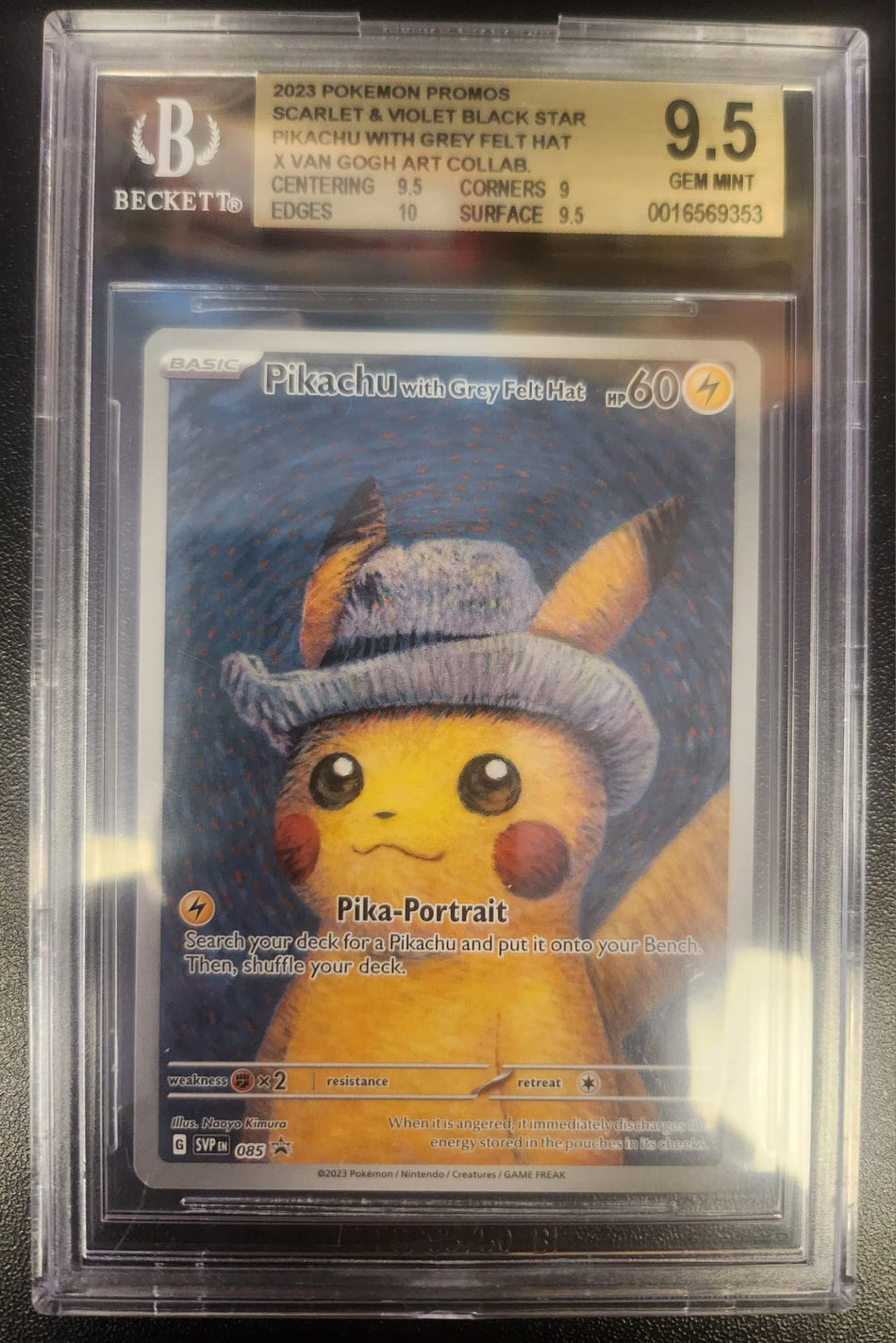 2023 POKEMON PROMOS S&V PIKACHU WITH GREY FELT HAT BGC 9.5 GEM MINT