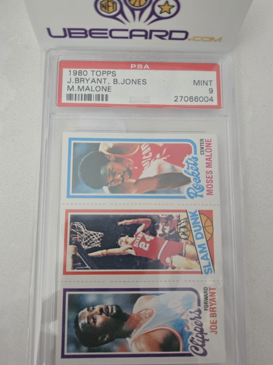 1980 TOPPS JOE "Jellybean" BRYANT, BOBBY JONES, MOSES MALONE PSA 9