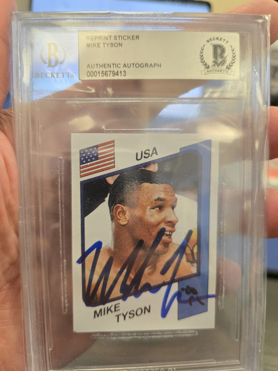 MIKE TYSON Panini Sticker #153 AUTO Beckett Graded Authentic