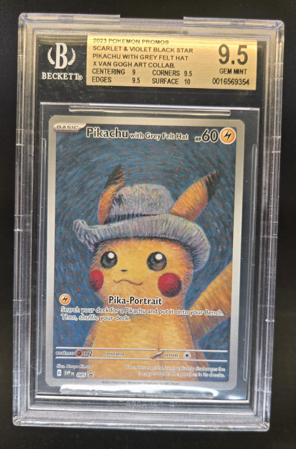 Pokemon Pikachu with Grey Felt Hat Van Gogh FullArt Promo SVP EN 085 BGS 9.5