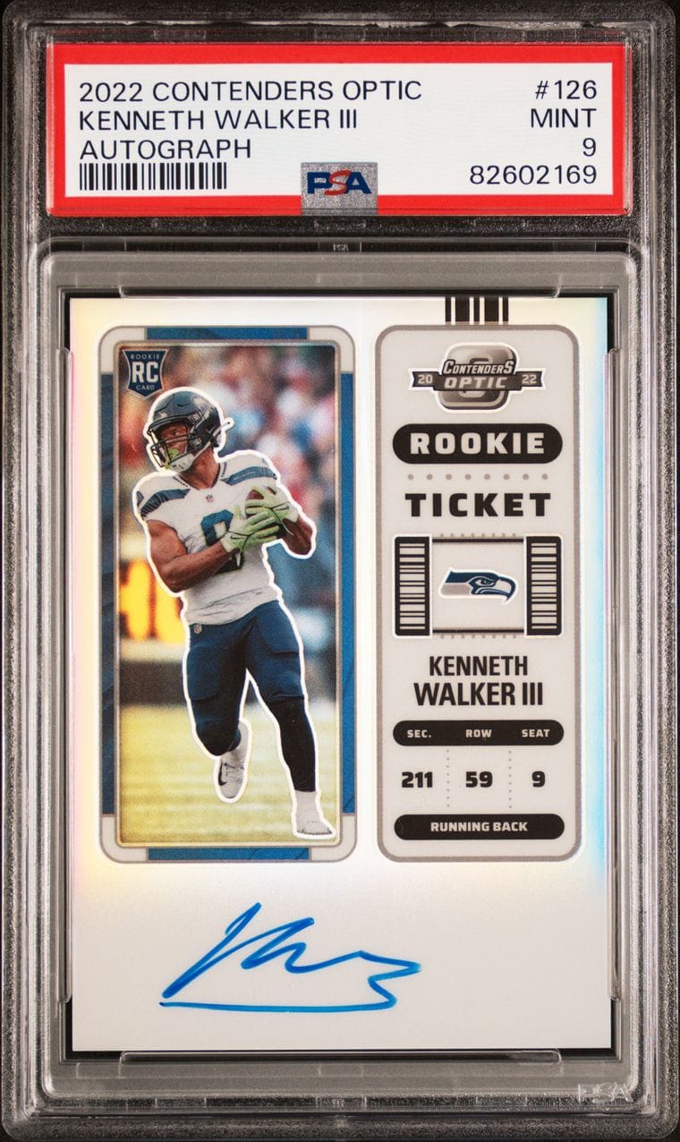 2022 KENNETH WALKER III CONTENDERS OPTIC AUTOGRAPH ROOKIE PSA MINT 