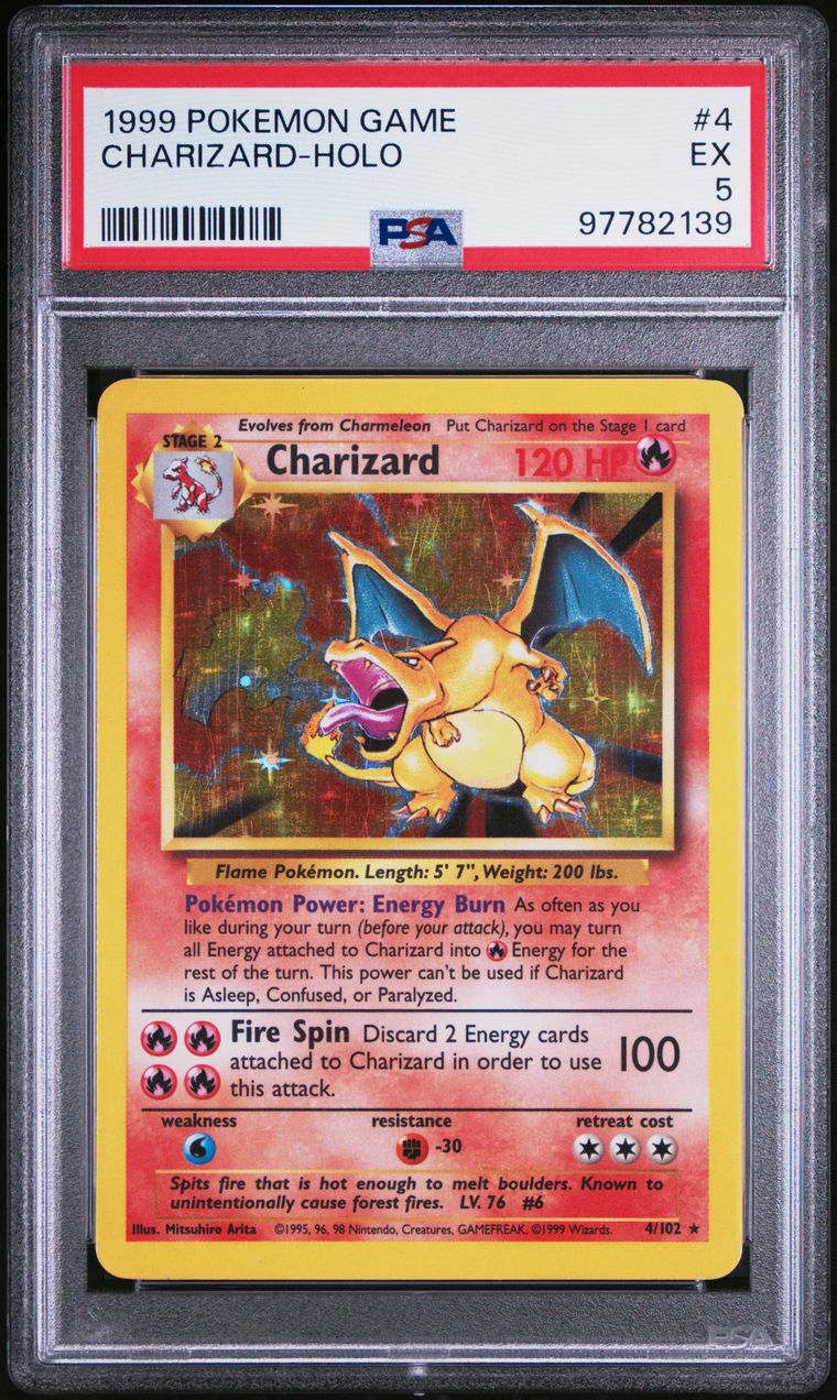 1999 POKEMON GAME CHARIZARD HOLO #4 PSA 5