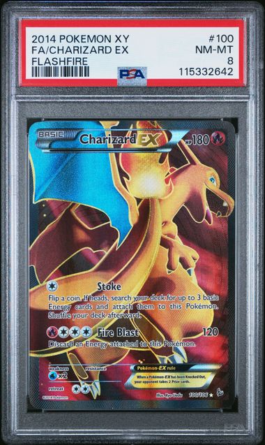 2014 POKEMON XY FA/CHARIZARD EX FLASHFIRE #100 PSA 8