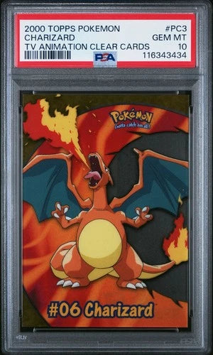2000 TOPPS TV ANIMATION CLEAR CARDS CHARIZARD PSA 10
