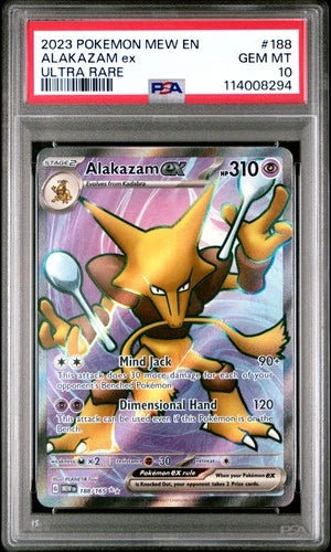 2023 POKEMON MEW EN-151 ULTRA RARE #188 ALAKAZAM EX PSA 10
