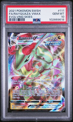 2021 POKEMON SWORD & SHIELD EVOLVING SKIES #111 FULL ART/RAYQUAZA VMAX PSA 10