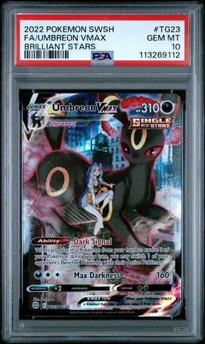2022 POKEMON BRILLIANT STARS UMBREON VMAX ALT ART TRAINER GALLERY PSA 10