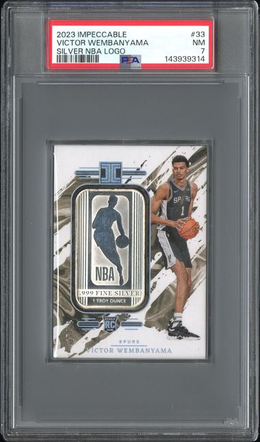 2023 Impeccable Victor Wembanyama Silver NBA Logo #33 Rookie *RARE* PSA NM7