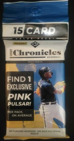 2021 RETAIL Chronicles BASEBALL Cello Pack 15 Cards Exclusive Pink Pulsar