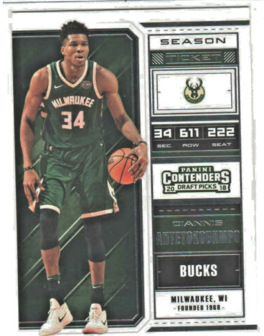 GIANNIS ANTETOKOUNMPO 2018 PANINI CONTENDERS SEASON TICKET CARD No.8